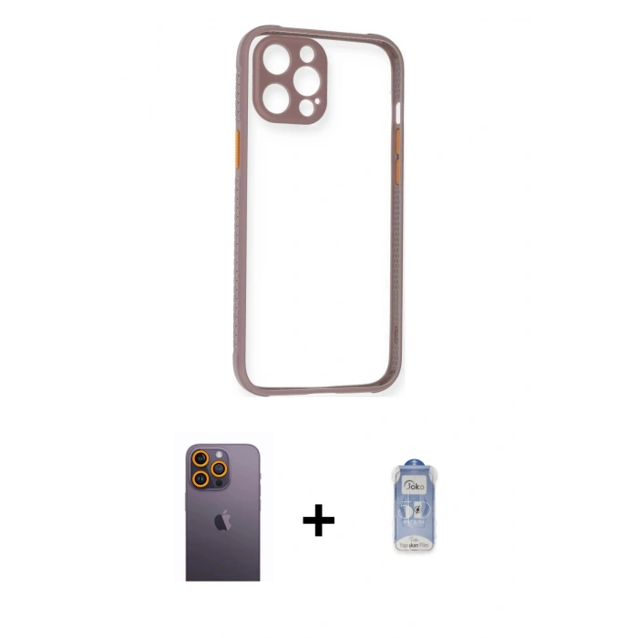 MARSİLYAN™- iPhone 12 Pro Max Kılıf Nova Asil Özel Seri - Siyah Joko Magic 5D Cam + Neon Fosforlu Kamera Lens - SI