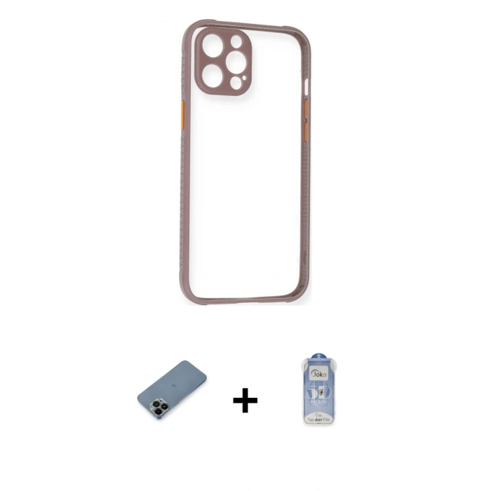 MARSİLYAN™- iPhone 12 Pro Max Kılıf Nova Asil Özel Seri - Siyah Joko Magic 5D Cam + Shine Kamera Lens Koruma Cam - SH