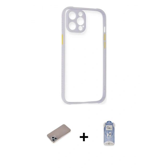 MARSİLYAN™- iPhone 12 Pro Max Kılıf Nova Asil Özel Seri - Siyah Joko Magic 5D Cam + Shine Kamera Lens Koruma Cam - SABE