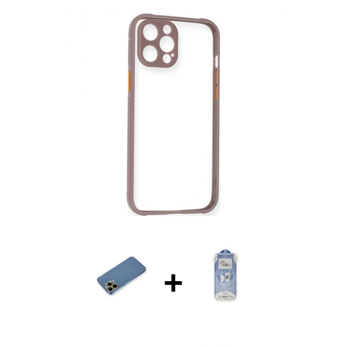 MARSİLYAN™- iPhone 12 Pro Max Kılıf Nova Asil Özel Seri - Siyah Joko Magic 5D Cam + Shine Kamera Lens Koruma Cam - GD