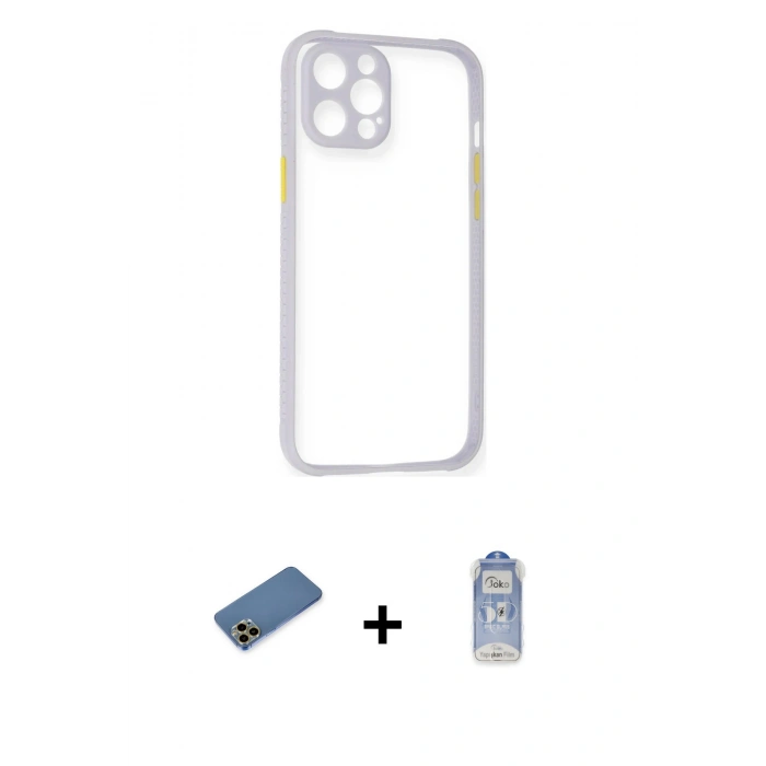 MARSİLYAN™- iPhone 12 Pro Max Kılıf Nova Asil Özel Seri - Siyah Joko Magic 5D Cam + Shine Kamera Lens Koruma Cam - GD