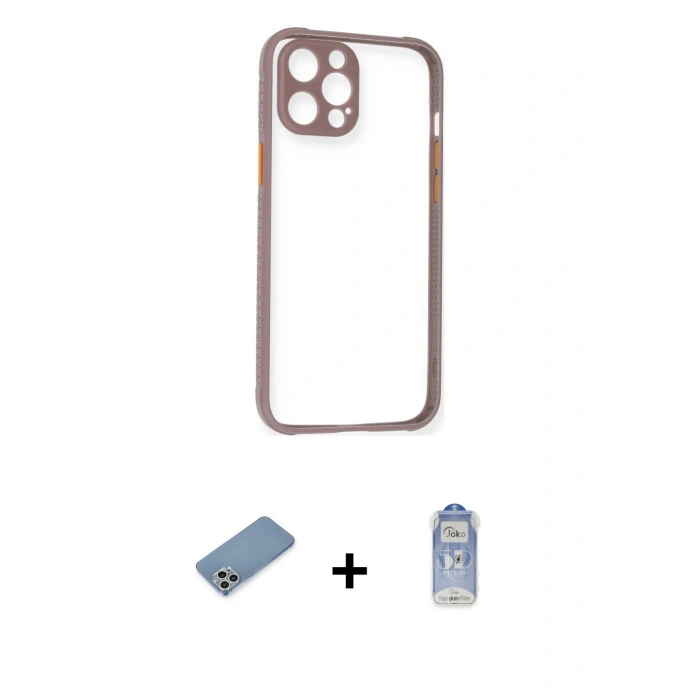 MARSİLYAN™- iPhone 12 Pro Max Kılıf Nova Asil Özel Seri - Siyah Joko Magic 5D Cam + Shine Kamera Lens Koruma Cam - GS