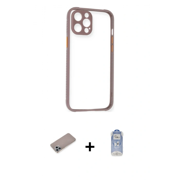 MARSİLYAN™- iPhone 12 Pro Max Kılıf Nova Asil Özel Seri - Siyah Joko Magic 5D Cam + Shine Kamera Lens Koruma Cam - SABE