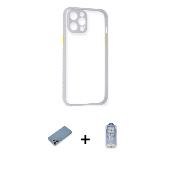 MARSİLYAN™- iPhone 12 Pro Max Kılıf Nova Asil Özel Seri - Siyah Joko Magic 5D Cam + Shine Kamera Lens Koruma Cam - GS