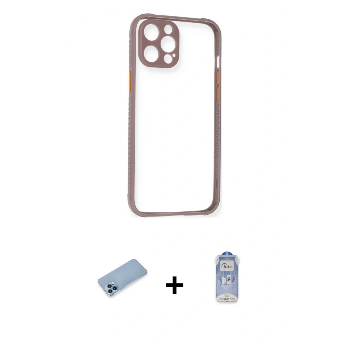 MARSİLYAN™- iPhone 12 Pro Max Kılıf Nova Asil Özel Seri - Siyah Joko Magic 5D Cam + Shine Kamera Lens Koruma Cam - MI