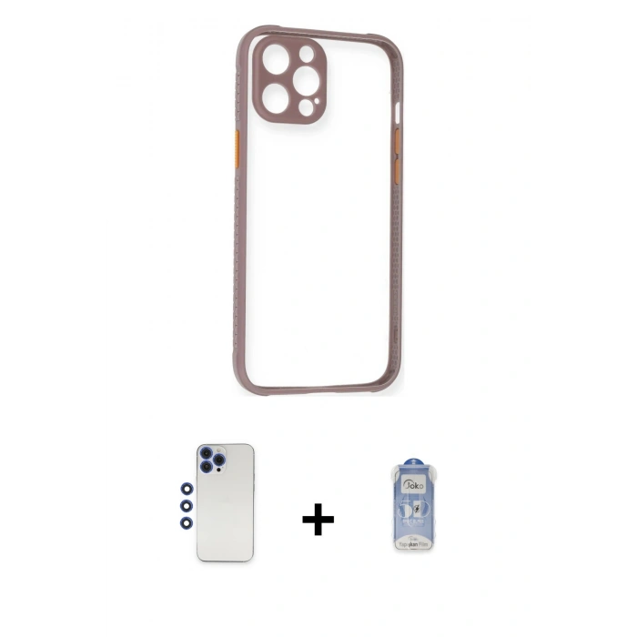 MARSİLYAN™- iPhone 12 Pro Max Kılıf Nova Asil Özel Seri - Siyah Joko Magic 5D Cam + Shine Kamera Lens - LT
