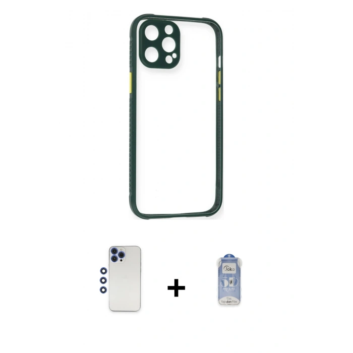 MARSİLYAN™- iPhone 12 Pro Max Kılıf Nova Asil Özel Seri - Siyah Joko Magic 5D Cam + Shine Kamera Lens - LT