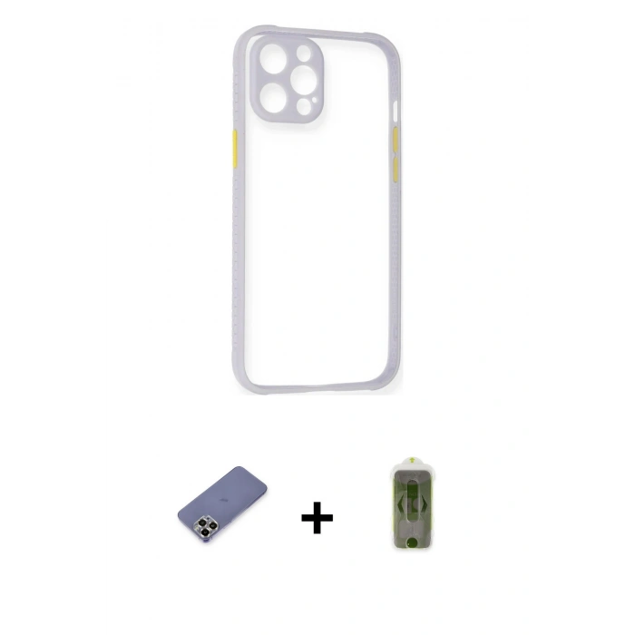 MARSİLYAN™- iPhone 12 Pro Max Kılıf Nova Asil Özel Seri - Siyah Joko Magic 5D Hayalet Cam + Metal Kamera Lens Koruma Cam - GD