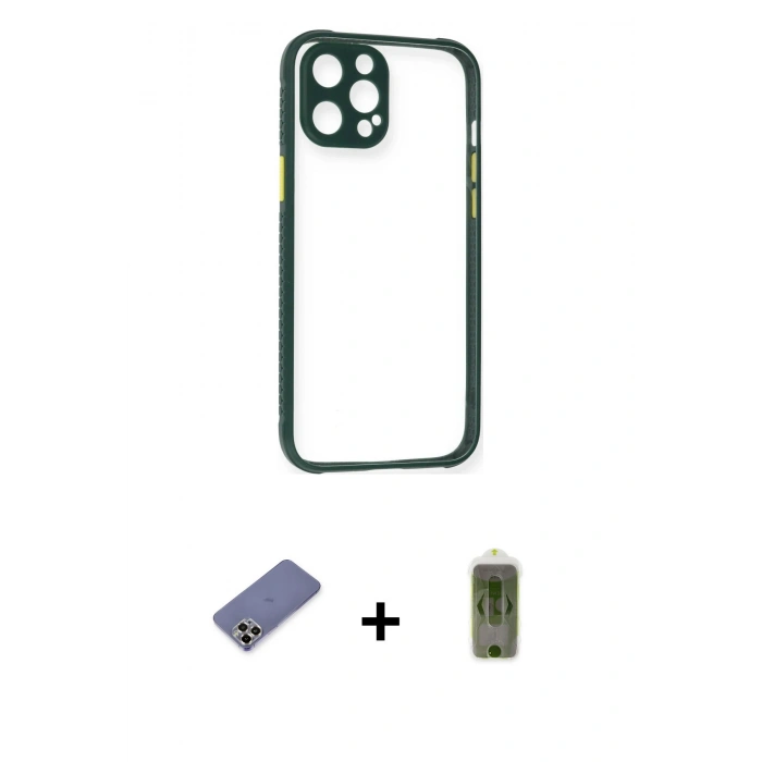 MARSİLYAN™- iPhone 12 Pro Max Kılıf Nova Asil Özel Seri - Siyah Joko Magic 5D Hayalet Cam + Metal Kamera Lens Koruma Cam - GD