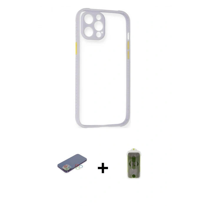 MARSİLYAN™- iPhone 12 Pro Max Kılıf Nova Asil Özel Seri - Siyah Joko Magic 5D Hayalet Cam + Renkli Kamera Lens Koruma Cam - MI