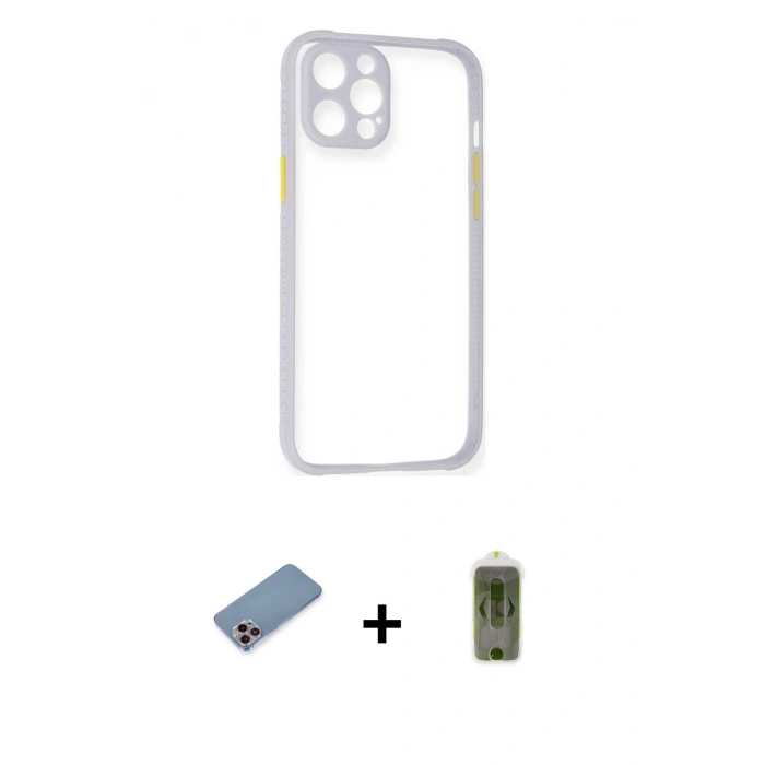 MARSİLYAN™- iPhone 12 Pro Max Kılıf Nova Asil Özel Seri - Siyah Joko Magic 5D Hayalet Cam + Shine Kamera Lens Koruma Cam - PE