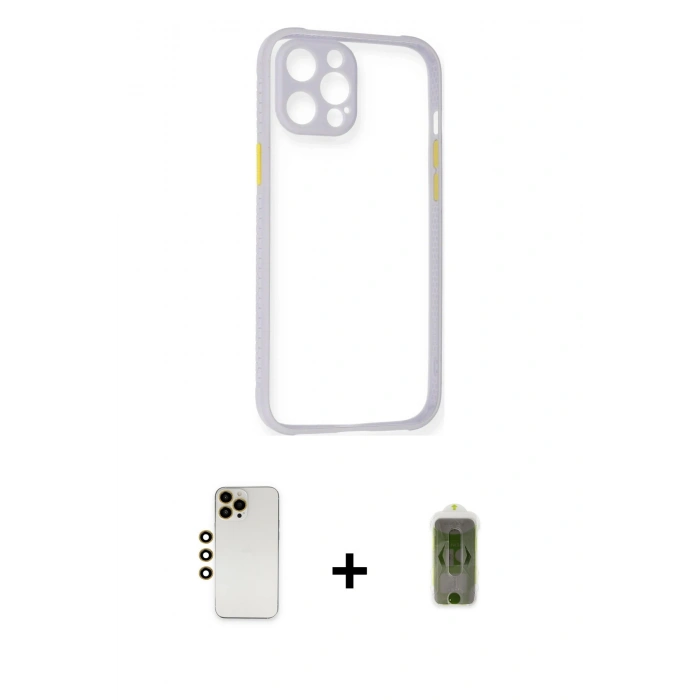 MARSİLYAN™- iPhone 12 Pro Max Kılıf Nova Asil Özel Seri - Siyah Joko Magic 5D Hayalet Cam + Shine Kamera Lens - GD