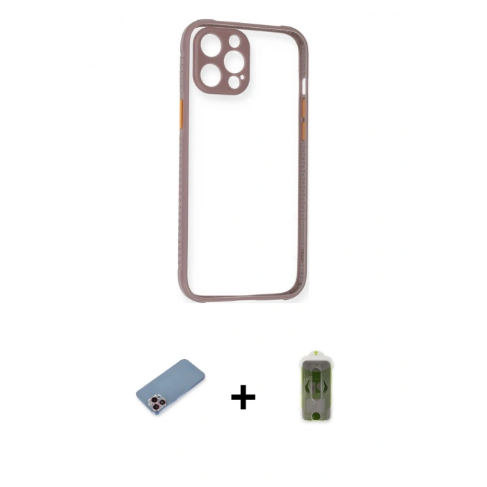 MARSİLYAN™- iPhone 12 Pro Max Kılıf Nova Asil Özel Seri - Siyah Joko Magic 5D Hayalet Cam + Shine Kamera Lens Koruma Cam - PE