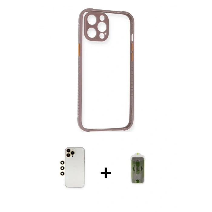 MARSİLYAN™- iPhone 12 Pro Max Kılıf Nova Asil Özel Seri - Siyah Joko Magic 5D Hayalet Cam + Shine Kamera Lens - GD