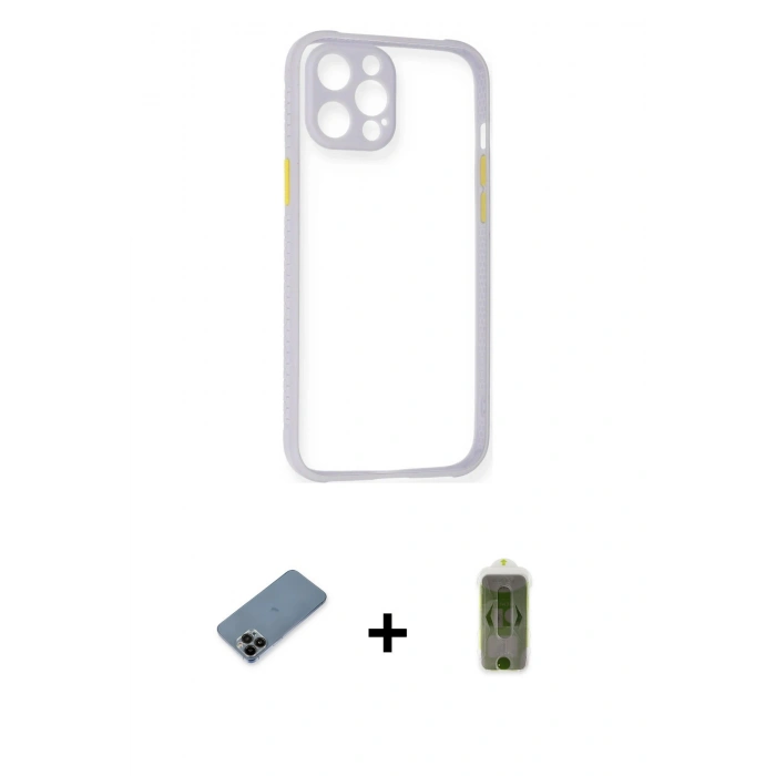 MARSİLYAN™- iPhone 12 Pro Max Kılıf Nova Asil Özel Seri - Siyah Joko Magic 5D Hayalet Cam + Shine Kamera Lens Koruma Cam - SH
