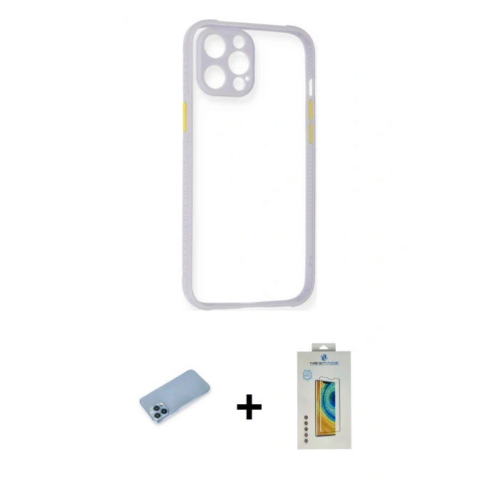 MARSİLYAN™- iPhone 12 Pro Max Kılıf Nova Asil Özel Seri - Siyah Polymer Nano Ekran Koruyucu + Shine Kamera Lens Koruma Cam - MI