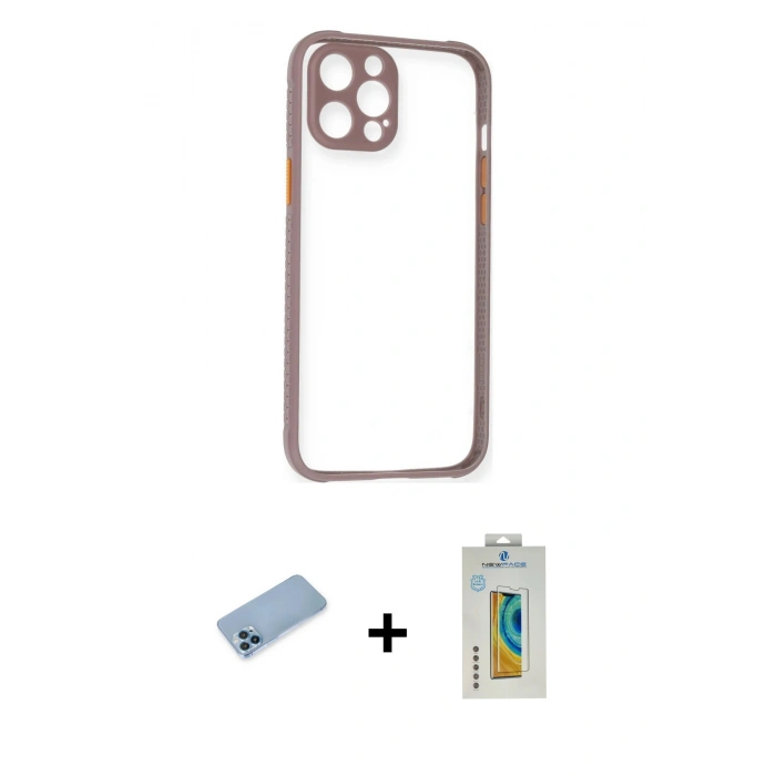 MARSİLYAN™- iPhone 12 Pro Max Kılıf Nova Asil Özel Seri - Siyah Polymer Nano Ekran Koruyucu + Shine Kamera Lens Koruma Cam - MI