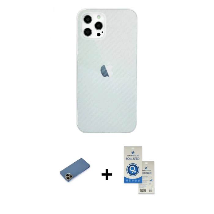 MARSİLYAN™- iPhone 12 Pro Max Kılıf Nova Çizgi - Şeffaf Royal Nano Ekran Koruyucu + Shine Kamera Lens Koruma Cam - GD