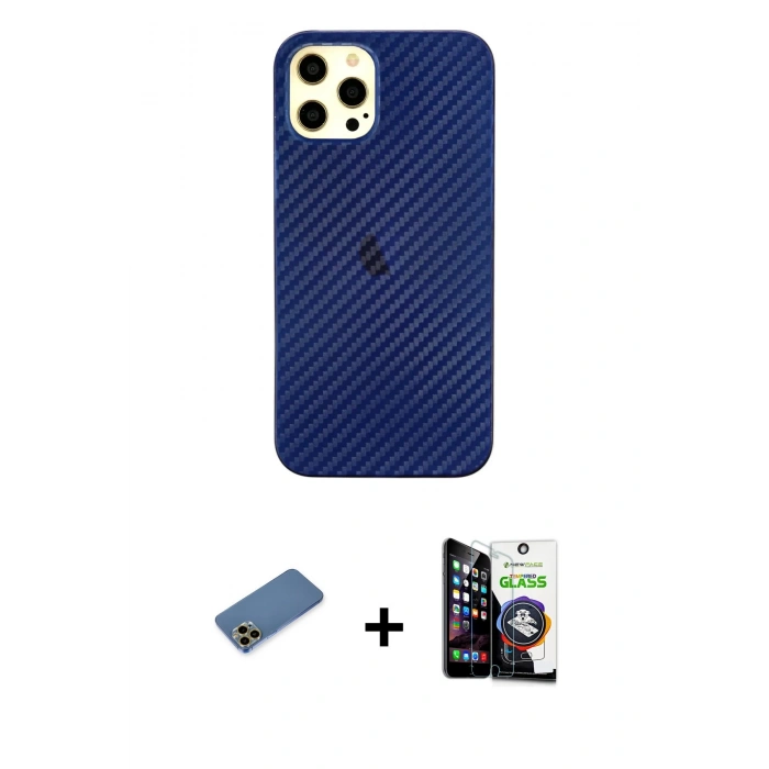 MARSİLYAN™- iPhone 12 Pro Max Kılıf Nova Çizgi - Şeffaf Temperli Cam Ekran Koruyucu + Shine Kamera Lens Koruma Cam - GD