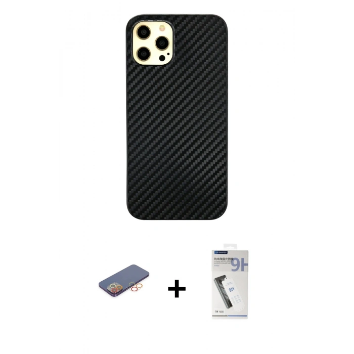 MARSİLYAN™- iPhone 12 Pro Max Kılıf Nova Çizgi - Şeffaf Uv Polymer Nano Ekran Koruyucu + Renkli Kamera Lens Koruma Cam - TU