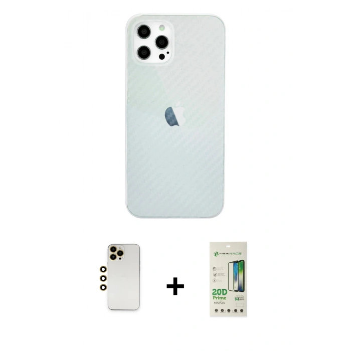 MARSİLYAN™- iPhone 12 Pro Max Kılıf Nova Çizgi - Siyah 20D Premium Cam Ekran Koruyucu + Shine Kamera Lens - GD