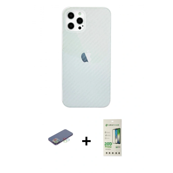MARSİLYAN™- iPhone 12 Pro Max Kılıf Nova Çizgi - Siyah 20D Premium Cam Ekran Koruyucu + Renkli Kamera Lens Koruma Cam - MI
