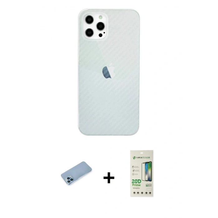 MARSİLYAN™- iPhone 12 Pro Max Kılıf Nova Çizgi - Siyah 20D Premium Cam Ekran Koruyucu + Shine Kamera Lens Koruma Cam - MI