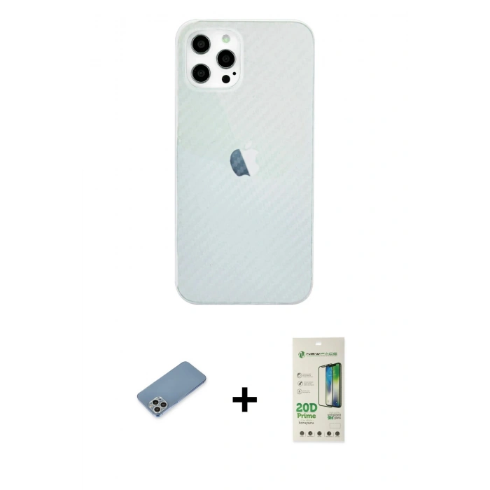 MARSİLYAN™- iPhone 12 Pro Max Kılıf Nova Çizgi - Siyah 20D Premium Cam Ekran Koruyucu + Shine Kamera Lens Koruma Cam - GS