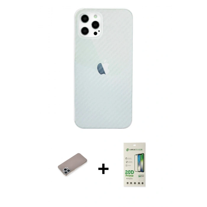 MARSİLYAN™- iPhone 12 Pro Max Kılıf Nova Çizgi - Siyah 20D Premium Cam Ekran Koruyucu + Sierra Blue Shine Kamera Lens Koruma Cam