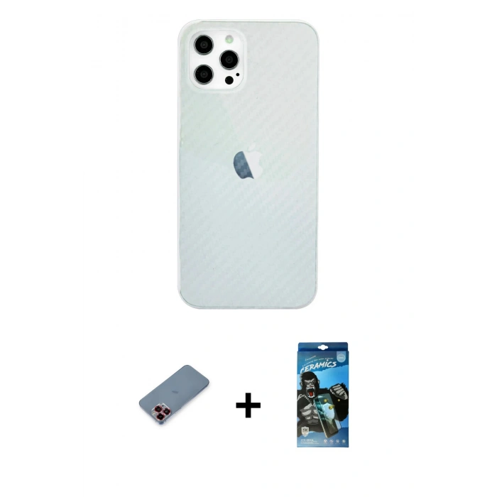 MARSİLYAN™- iPhone 12 Pro Max Kılıf Nova Çizgi - Siyah 34D Izgaralı Cam + Metal Kamera Lens Koruma Cam - KI