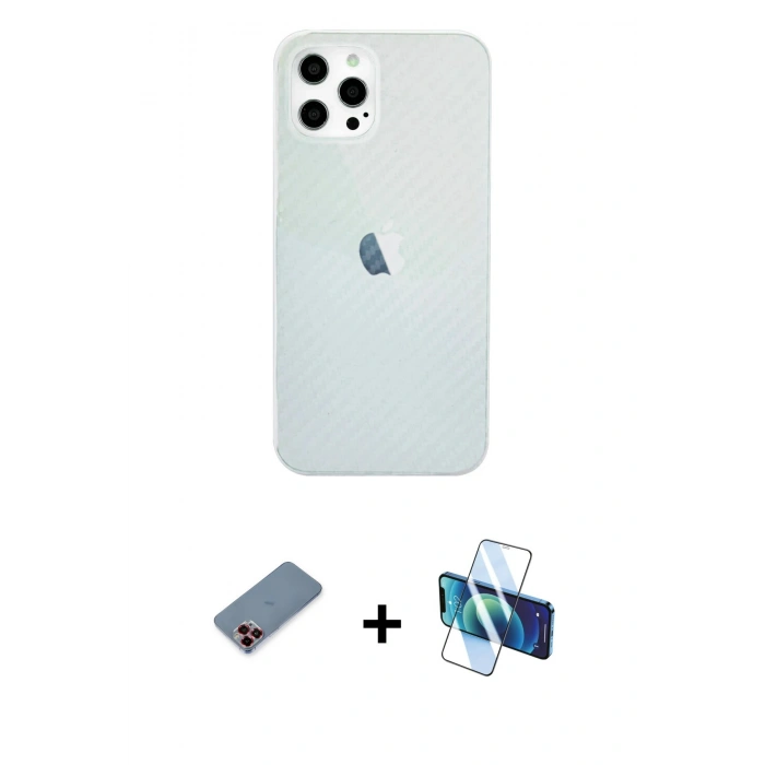 MARSİLYAN™- iPhone 12 Pro Max Kılıf Nova Çizgi - Siyah 3D Antistatik Cam Ekran Koruyucu + Metal Kamera Lens Koruma Cam - KI