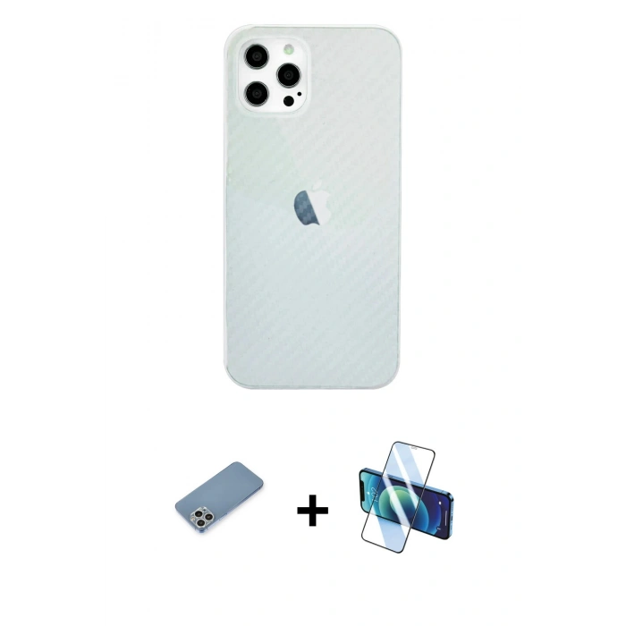 MARSİLYAN™- iPhone 12 Pro Max Kılıf Nova Çizgi - Siyah 3D Antistatik Seramik Nano Ekran Koruyucu + Shine Kamera Lens Koruma Cam - GS