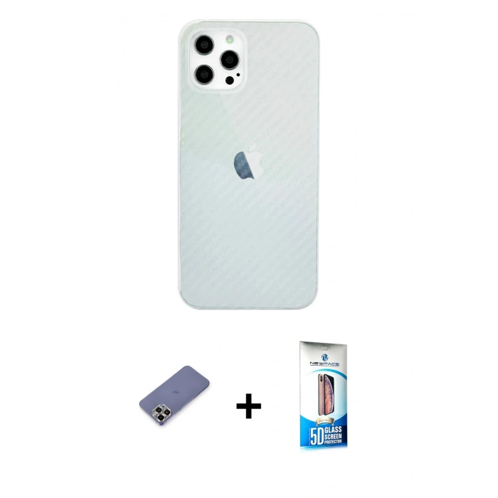 MARSİLYAN™- iPhone 12 Pro Max Kılıf Nova Çizgi - Siyah 5D Eko Cam Ekran Koruyucu + Metal Kamera Lens Koruma Cam - GD