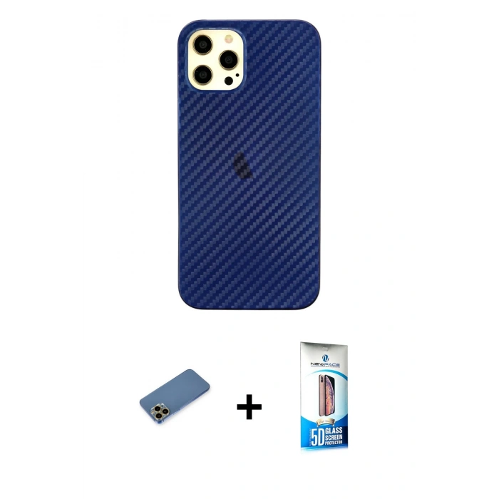 MARSİLYAN™- iPhone 12 Pro Max Kılıf Nova Çizgi - Siyah 5D Eko Cam Ekran Koruyucu + Shine Kamera Lens Koruma Cam - GD