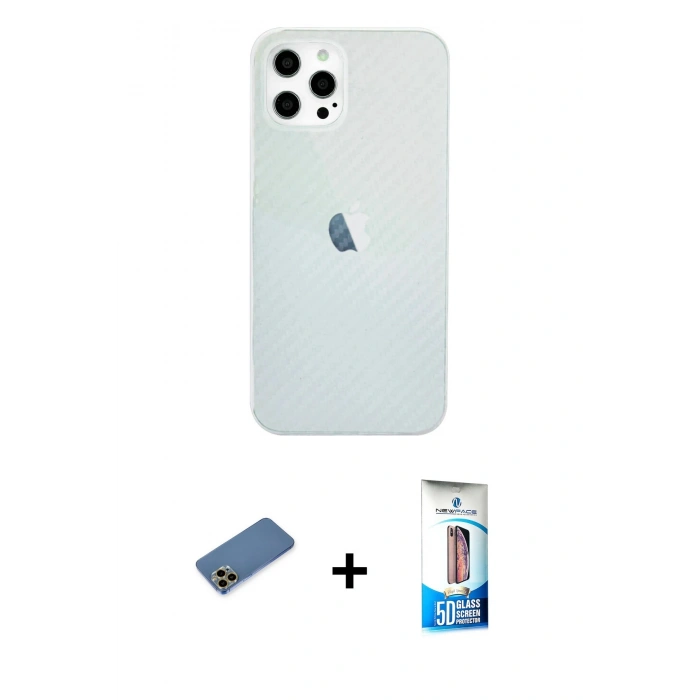 MARSİLYAN™- iPhone 12 Pro Max Kılıf Nova Çizgi - Siyah 5D Eko Cam Ekran Koruyucu + Shine Kamera Lens Koruma Cam - GD