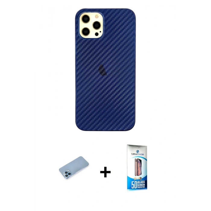 MARSİLYAN™- iPhone 12 Pro Max Kılıf Nova Çizgi - Siyah 5D Eko Cam Ekran Koruyucu + Shine Kamera Lens Koruma Cam - MI