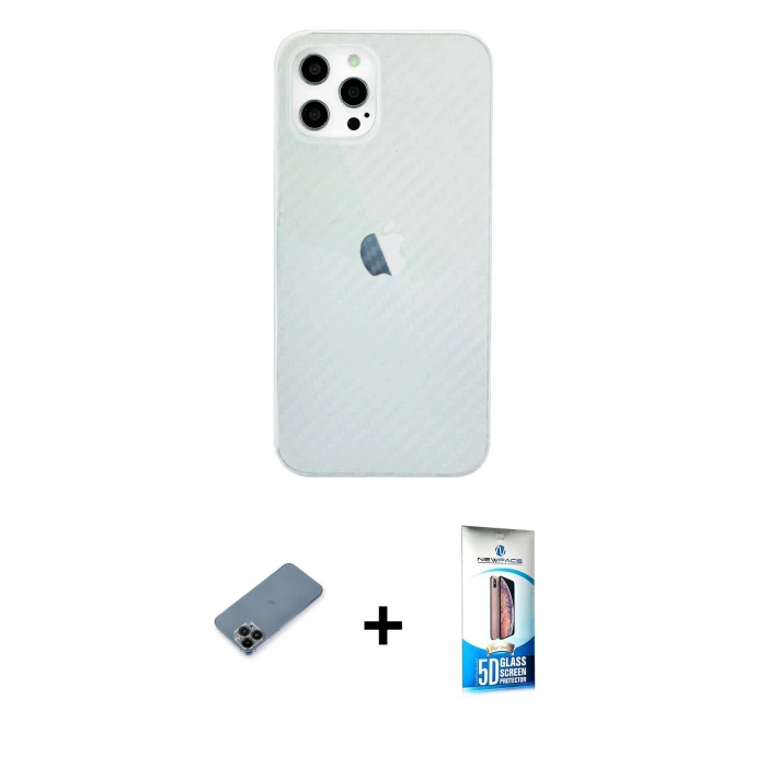 MARSİLYAN™- iPhone 12 Pro Max Kılıf Nova Çizgi - Siyah 5D Eko Cam Ekran Koruyucu + Shine Kamera Lens Koruma Cam - SH