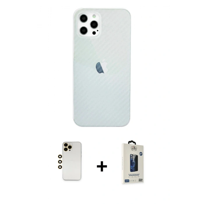 MARSİLYAN™- iPhone 12 Pro Max Kılıf Nova Çizgi - Siyah Bilvis Hayalet Cam Ekran Koruyucu + Shine Kamera Lens - GD