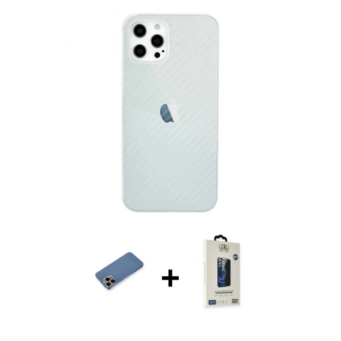 MARSİLYAN™- iPhone 12 Pro Max Kılıf Nova Çizgi - Siyah Bilvis Hayalet Cam Ekran Koruyucu + Shine Kamera Lens Koruma Cam - GD