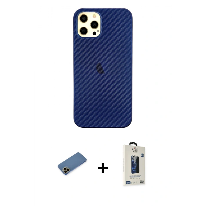MARSİLYAN™- iPhone 12 Pro Max Kılıf Nova Çizgi - Siyah Bilvis Hayalet Cam Ekran Koruyucu + Shine Kamera Lens Koruma Cam - GD