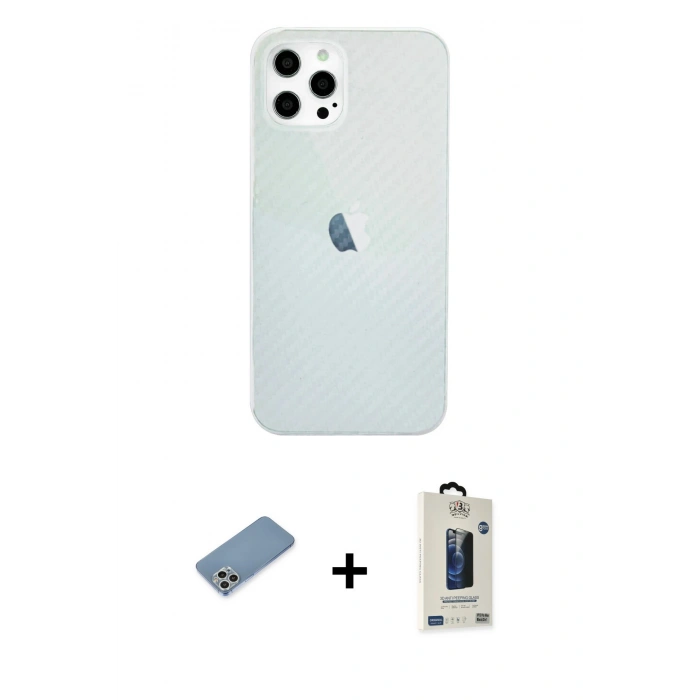 MARSİLYAN™- iPhone 12 Pro Max Kılıf Nova Çizgi - Siyah Bilvis Hayalet Cam Ekran Koruyucu + Shine Kamera Lens Koruma Cam - GS