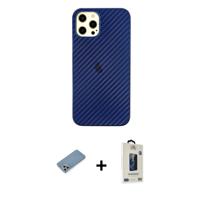 MARSİLYAN™- iPhone 12 Pro Max Kılıf Nova Çizgi - Siyah Bilvis Hayalet Cam Ekran Koruyucu + Shine Kamera Lens Koruma Cam - GS