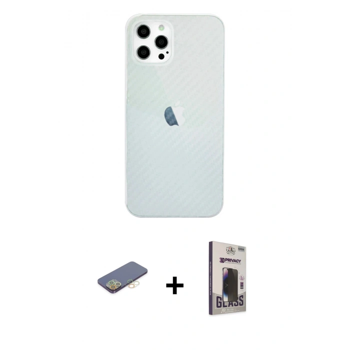 MARSİLYAN™- iPhone 12 Pro Max Kılıf Nova Çizgi - Siyah Bilvis Hayalet Cam Ekran Koruyucu + Renkli Kamera Lens Koruma Cam - SI