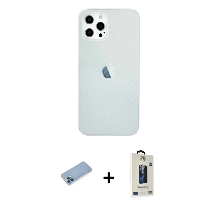 MARSİLYAN™- iPhone 12 Pro Max Kılıf Nova Çizgi - Siyah Bilvis Hayalet Cam Ekran Koruyucu + Shine Kamera Lens Koruma Cam - MI