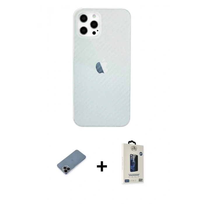 MARSİLYAN™- iPhone 12 Pro Max Kılıf Nova Çizgi - Siyah Bilvis Hayalet Cam Ekran Koruyucu + Shine Kamera Lens Koruma Cam - SH
