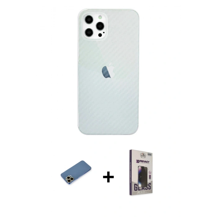 MARSİLYAN™- iPhone 12 Pro Max Kılıf Nova Çizgi - Siyah Bilvis Hayalet Cam Ekran Koruyucu + Shine Kamera Lens Koruma Cam - GD