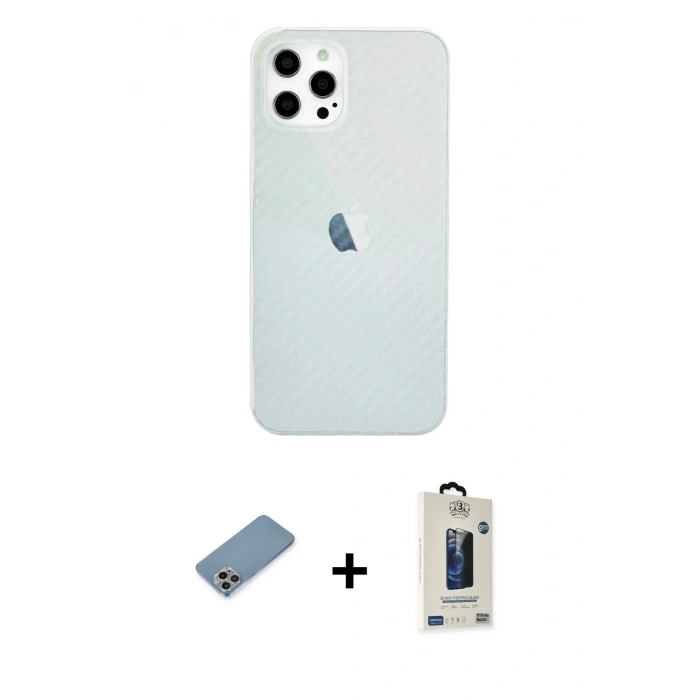 MARSİLYAN™- iPhone 12 Pro Max Kılıf Nova Çizgi - Siyah Bilvis Hayalet Cam Ekran Koruyucu + Shine Kamera Lens Koruma Cam - GI
