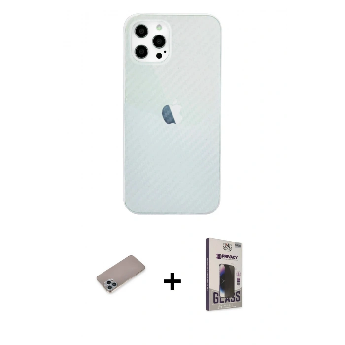 MARSİLYAN™- iPhone 12 Pro Max Kılıf Nova Çizgi - Siyah Bilvis Hayalet Cam Ekran Koruyucu + Shine Kamera Lens Koruma Cam - SABE