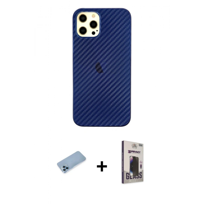 MARSİLYAN™- iPhone 12 Pro Max Kılıf Nova Çizgi - Siyah Bilvis Hayalet Cam Ekran Koruyucu + Shine Kamera Lens Koruma Cam - MI
