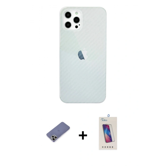MARSİLYAN™- iPhone 12 Pro Max Kılıf Nova Çizgi - Siyah Joko 5D Cam + Metal Kamera Lens Koruma Cam - GD